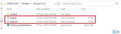 Win 10 Pro v22H2 File Explorer UCheck v6_5_0 Bug_txt and Scan_txt 17 Nov 2025.png