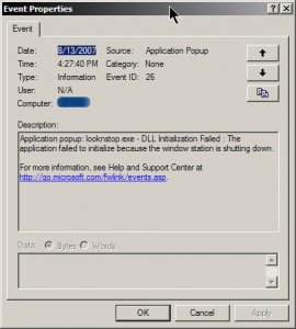 LooknStop Error - Windows Event Log.jpg