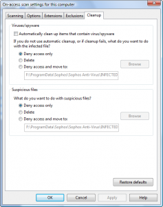 Sophos - Configure - On-access scanning - Cleanup.png